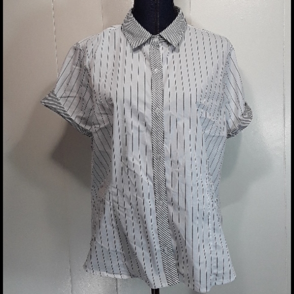 Liz Claiborne career vertical striped blouse XL - Picture 6 of 7